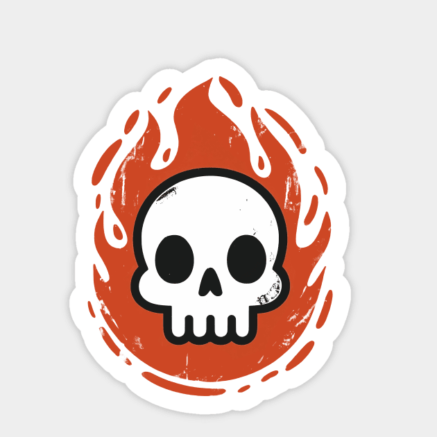 Skull On Fire Sticker by CreativeSage